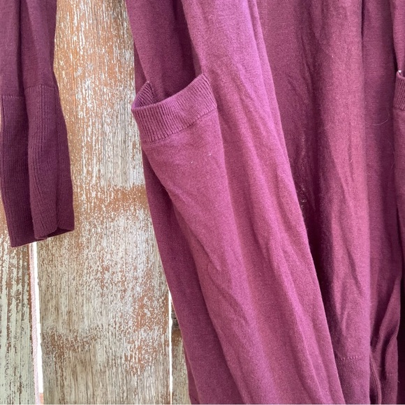 HALOGEN Women’s Burgundy Soft Open Front‎ Cardigan Viscose Cashmere Size Small - Picture 5 of 12